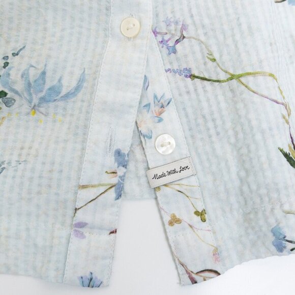 Scotch & Soda Floral Blouse Button Up Shirt Neck Scarf Short Sleeve - Picture 7 of 15